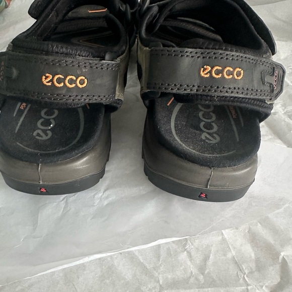 Ecco Men's Black and Orange Sandals - Picture 2 of 4